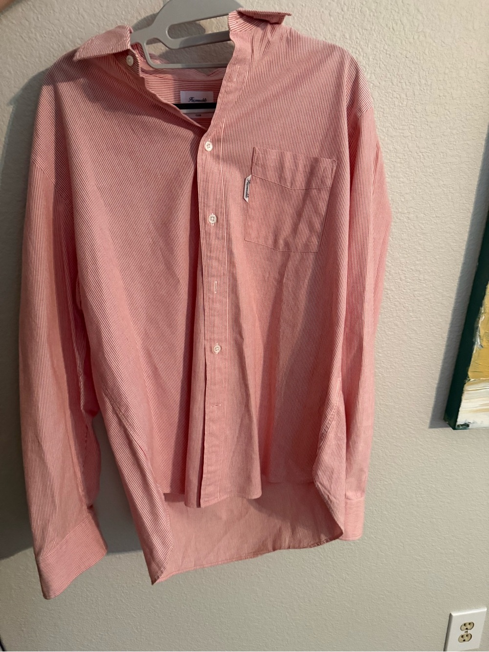 Faconnable Men's Red Button-Down Shirt with Chest Pocket